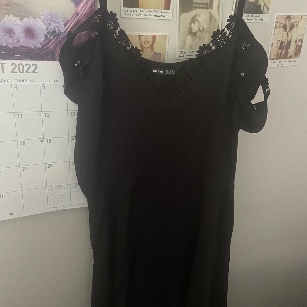 V shape black dress. Decent material coming from shein